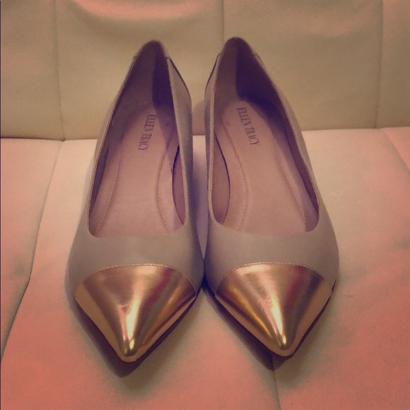 Ellen Tracy Shoes - Gold toed kitten heel wedges